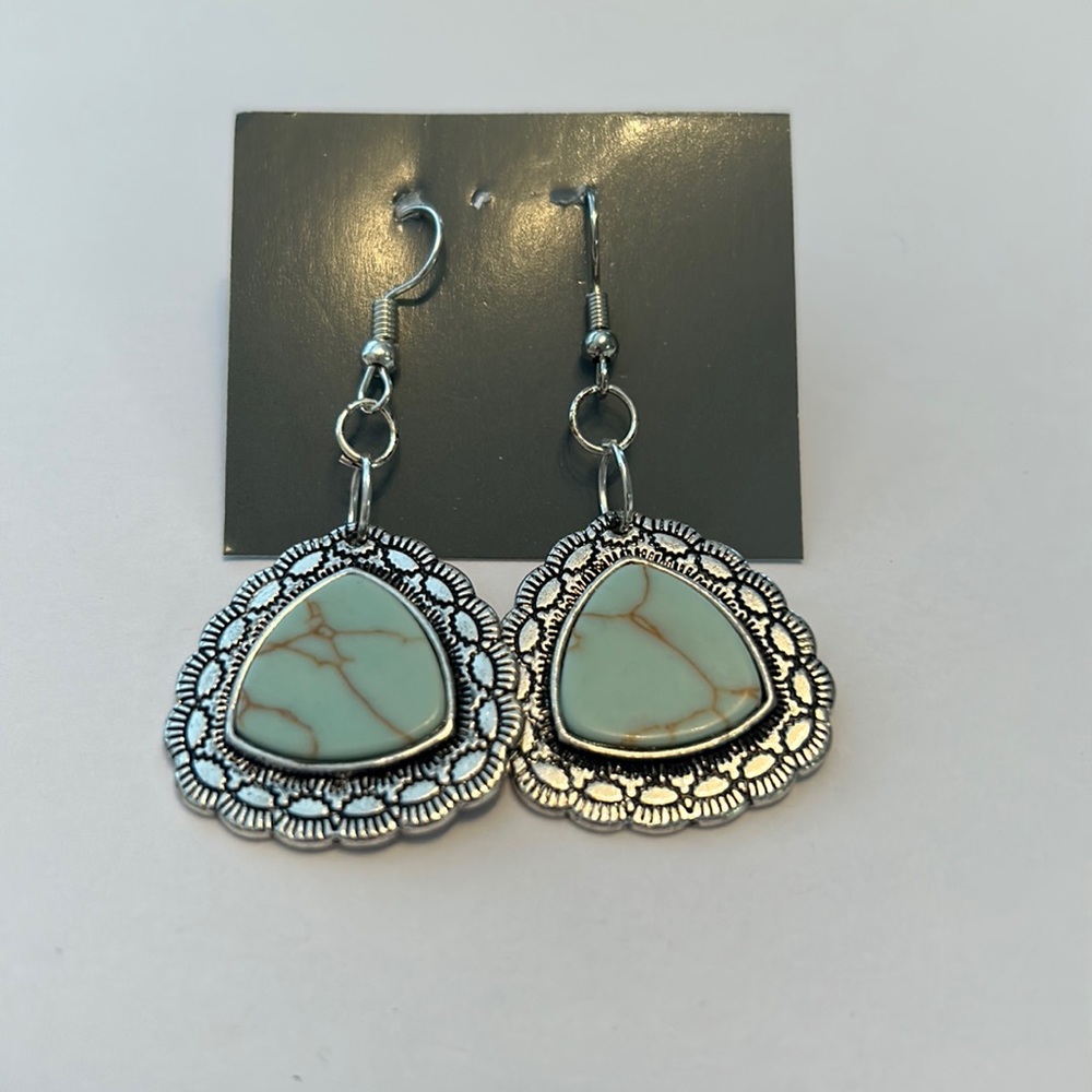 Turquoise, stainless steel earrings